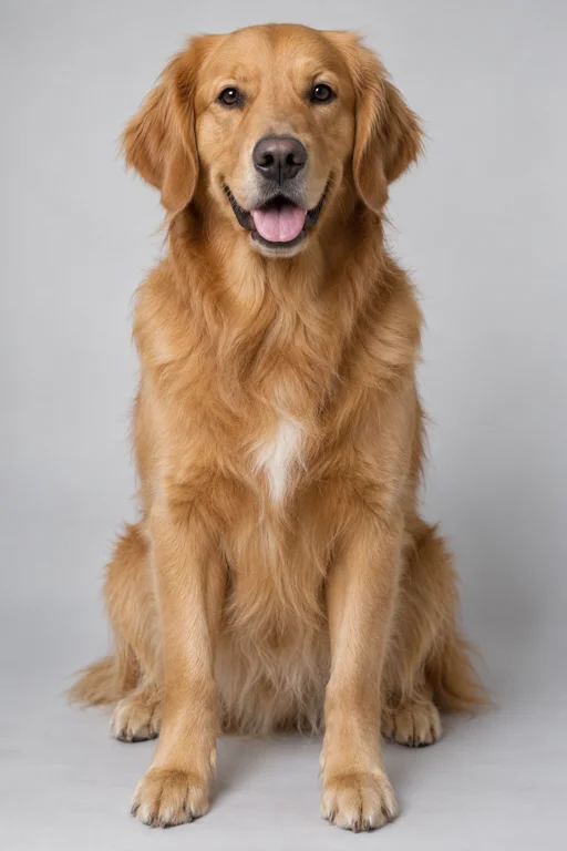 Original full-body golden retriever reference photo with clearly visible paws